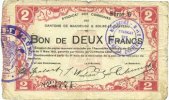 FRANZÖSISCHE NOTSCHEINE 2 francs Maubeuge & Solre-le-Château (59). Syndicat des Communes. Billet. -