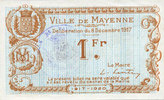 FRANZÖSISCHE NOTSCHEINE 1 franc Mayenne (53). Ville. Billet. -
