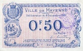 FRANZÖSISCHE NOTSCHEINE 50 centimes Mayenne (53). Ville. Billet. -