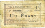 FRANZÖSISCHE NOTSCHEINE 1 franc Montigny-en-Gohelle (62). Ville. Billet. 9.11.1914, n° planche 20.475, série SI -