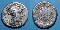 RÖMISCHE REPUBLIK République romaine. M. Caecilius Q. f. Q. n. Metellus (vers 127 av. J-C). Denier