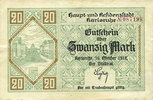 DEUTSCHLAND - NOTGELDSCHEINE (1914-1923) K -Z 20 mark Karlsruhe. Stadt. Billet. -