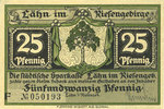 DEUTSCHLAND - NOTGELDSCHEINE (1914-1923) K -Z 25 pf Lähn (Wlen, Pologne). Städtische Sparkasse. Billet. avec signature, sans date -