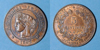 FRANZÖSISCHE MODERNE MÜNZEN 5 centimes 3e république (1870-1940). Cérès Torche -