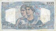 BANKNOTEN DER BANQUE DE FRANCE 1000 francs Banque de France. Billet. Minerve et Hercule, -