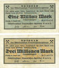 DEUTSCHLAND - NOTGELDSCHEINE (1914-1923) K -Z 3 millions mark Leipzig, Mitteldeutsches Braunkohlen - Syndicat G.m.b.H., billets, 1 août 1923 -