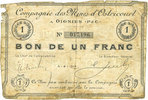 FRANZÖSISCHE NOTSCHEINE 1 franc Oignies (62). Compagnie des Mines d'Ostricourt. Billet. -