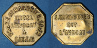 MARKEN - JETONS (RECHENPFENNIGE) Jeton Lille (59). J. Vanmeenen dit L'Avocat, Hôtel L'Avocat (place St Martin). publicitaire -