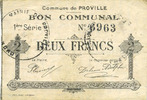 FRANZÖSISCHE NOTSCHEINE 2 francs Proville (59). Commune. Billet. -
