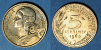 FRANZÖSISCHE MODERNE MÜNZEN 5e république (1959- /), 5 centimes Marianne 1968