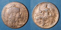 FRANZÖSISCHE MODERNE MÜNZEN 5 centimes 3e république . Dupuis, 900 -