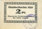 DEUTSCHLAND - NOTGELDSCHEINE (1914-1923) K -Z 2 pf Liegnitz (Legnica, Pologne), Allgemeine Ortskrankenkasse, billet carton blanc épais -