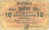 DEUTSCHLAND - NOTGELDSCHEINE (1914-1923) K -Z 10 pf Lintfort, Steinkohlenbergwerk Friedrich Heinrich, billet Lit O 30 -