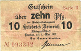 DEUTSCHLAND - NOTGELDSCHEINE (1914-1923) K -Z 10 pf Lintfort, Steinkohlenbergwerk Friedrich Heinrich, billet 1.5.1917, série II -