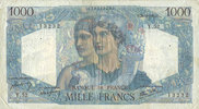 BANKNOTEN DER BANQUE DE FRANCE 1000 francs Banque de France. Billet. Minerve et Hercule, -