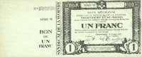 FRANZÖSISCHE NOTSCHEINE 1 franc Thiaucourt et St Mihiel (54). Syndicat de la Woëvre. Billet. 2.8.1916, série VII. Essai... -