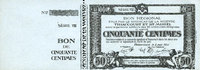 FRANZÖSISCHE NOTSCHEINE Thiaucourt et St Mihiel (54). Syndicat de la Woëvre. Billet. 50 cmes 2.8.1916, série VIII. Essai... -