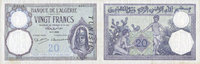 EHEMALIGE FRANZÖSISCHE KOLONIEN 20 francs Tunisie. Billet. type 1912, du -