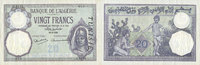 EHEMALIGE FRANZÖSISCHE KOLONIEN 20 francs Tunisie. Billet. type 1912, du -