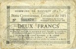 FRANZÖSISCHE NOTSCHEINE 2 francs Rouvroy (62). Commune. Billet. -
