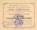 FRANZÖSISCHE NOTSCHEINE 50 centimes Rumaucourt (62). Commune. Billet. -