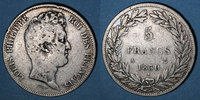 FRANZÖSISCHE MODERNE MÜNZEN 5 francs Louis Philippe (1830-1848). sans le I, tranche en relief -
