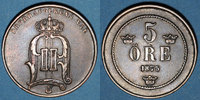 EUROPA 5 öre Suède. Oscar II (1872-1907). -