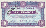 FRANZÖSISCHE NOTSCHEINE 10 francs Roubaix et Tourcoing (59). Billet. du 20.4.1916, 7e série. N° 8002. ANNULE -