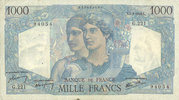 BANKNOTEN DER BANQUE DE FRANCE 1000 francs Banque de France. Billet. Minerve et Hercule, -