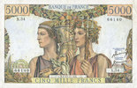 BANKNOTEN DER BANQUE DE FRANCE 5000 francs Banque de France. Billet. Terre et Mer, -