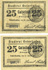 DEUTSCHLAND - NOTGELDSCHEINE (1914-1923) K -Z 25 pfennig Osterhofen. Stadt. Billets. (2 ex) -