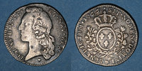 FRANZÖSISCHE KÖNIGLICHE MÜNZEN Louis XV (1715-1774). 1/5 écu au bandeau &. Aix -