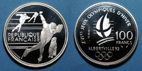 FRANZÖSISCHE MODERNE MÜNZEN 5e république (1959-). 100 francs 1990 J.O. Albertville 1992. Patinage de vites