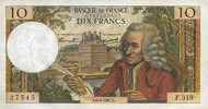 BANKNOTEN DER BANQUE DE FRANCE 10 francs Banque de France. Billet. Voltaire, -