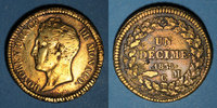 EUROPA Monaco. Honoré V (1819-1841). 1 décime 1838MC. Cuivre jaune