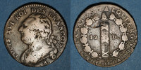 FRANZÖSISCHE MODERNE MÜNZEN Constitution (1791-1792). 12 deniers 1792A, an 3. Sans cédille. Type FRANCOIS.
