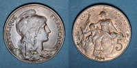 FRANZÖSISCHE MODERNE MÜNZEN 5 centimes 3e république (1870-1940). Dupuis, -