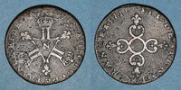 FRANZÖSISCHE KÖNIGLICHE MÜNZEN Louis XIV (1643-1715).   dits  dardenne   Montpellier 6 deniers 1710 N s+