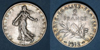 FRANZÖSISCHE MODERNE MÜNZEN 2 francs 3e république (1870-1940). Semeuse -