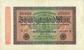 DEUTSCHLAND 20 000 mark Allemagne. Billet. Série MV -