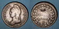 FRANZÖSISCHE MODERNE MÜNZEN Directoire (1795-99). UN décime, modification du 2 DECIMES avec S effacé an 4A