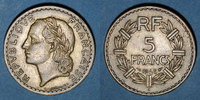 FRANZÖSISCHE MODERNE MÜNZEN Gouvernement provisoire (1944-47), 5 francs Lavrillier bronze d'aluminium 1946C