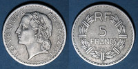 FRANZÖSISCHE MODERNE MÜNZEN 5 francs 4e république (1947-1959). Lavrillier aluminium -