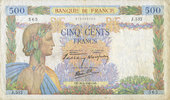 BANKNOTEN DER BANQUE DE FRANCE 500 francs Banque de France. Billet. la Paix, -