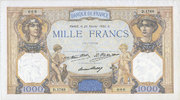 BANKNOTEN DER BANQUE DE FRANCE 1000 francs Banque de France. Billet. Cérès et Mercure, -