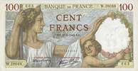 100 francs 29.1.1942 BANKNOTEN DER BANQUE DE FRANCE Banque de France. Billet.   Sully, unz