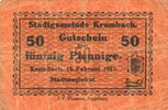 DEUTSCHLAND - NOTGELDSCHEINE (1914-1923) K -Z 50 pf Krumbach. Stadt. Billet. -