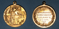 ELSAß Alsace. Colmar. 2e tournoi de gymnastique du Haut-Rhin. 1905. Médaille bronze do