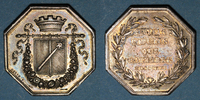 ELSAß Alsace. Colmar. Conseil Municipal de 1821. Jeton octogonal en argent. Gravé par