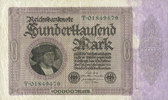 DEUTSCHLAND 100 000 mark Allemagne. Billet. Série T -